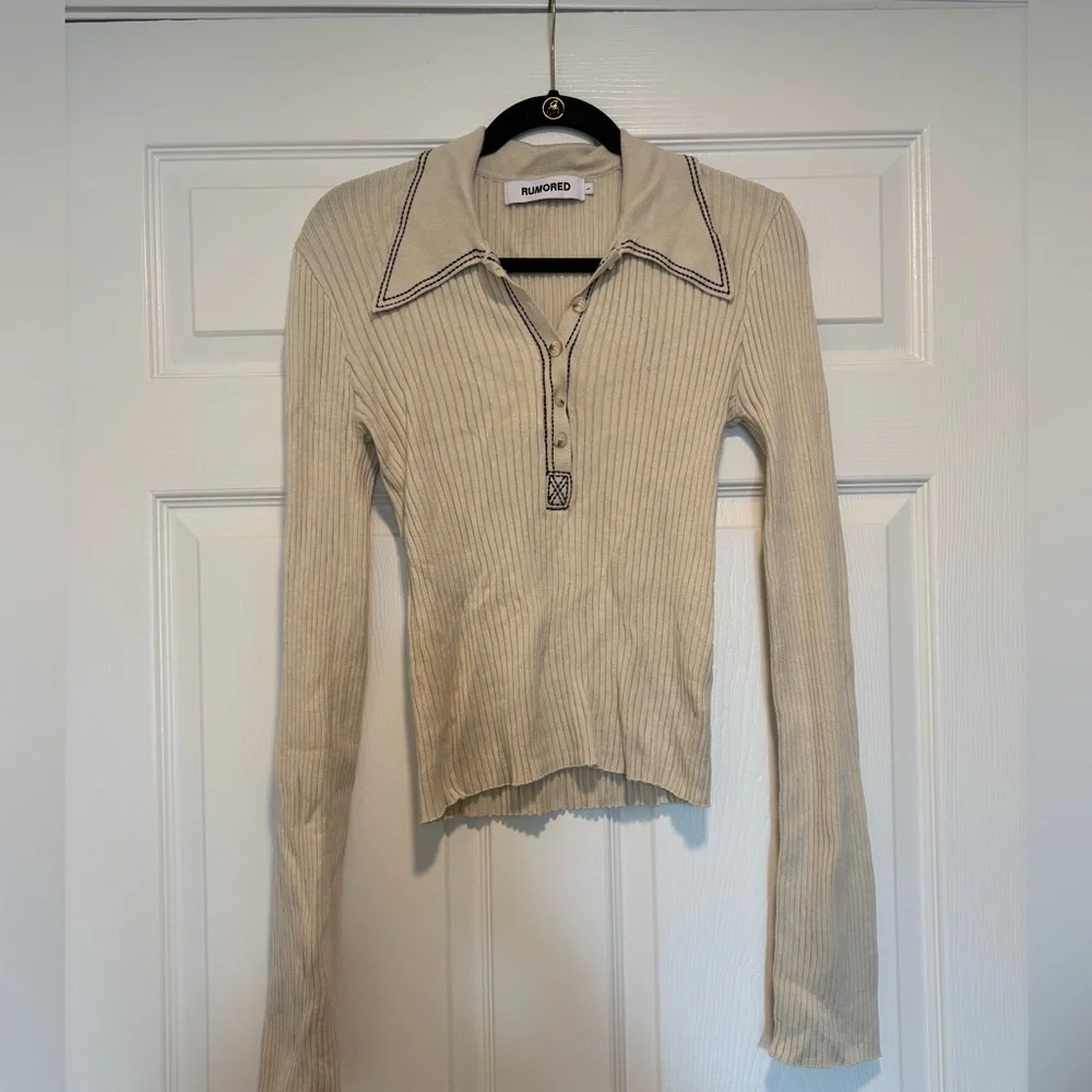 Rumored Equestrian Knit Top in Ivory - Picture 2 of 5
